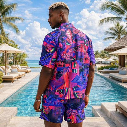 Neon Retro Wave Shirts & Shorts Set