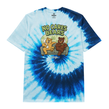 No Cares Bears Blue Tie Dye Graphic T-Shirt