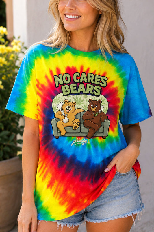 No Cares Bears Rainbow Tie Dye T-Shirt