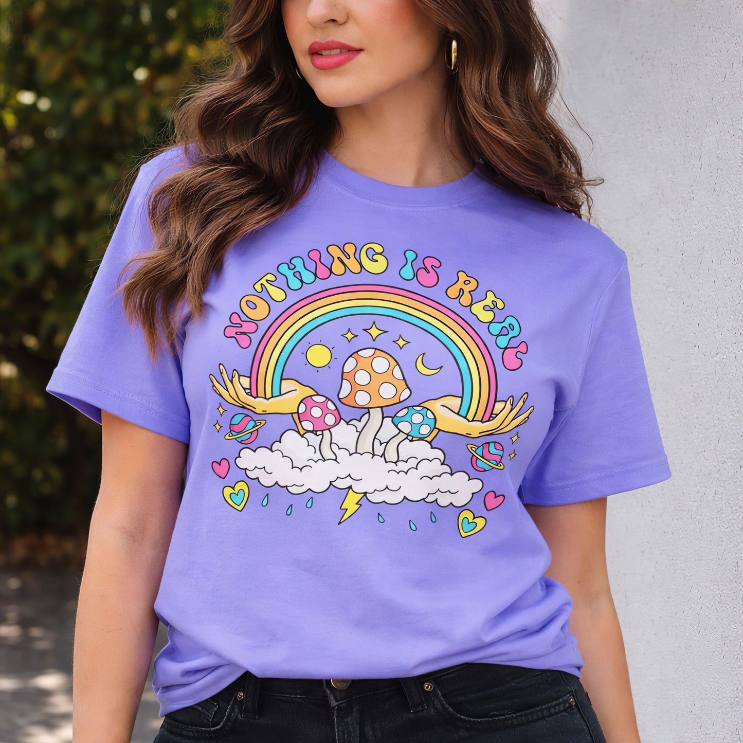 Nothing Is Real Rainbow Mushroom T-Shirt