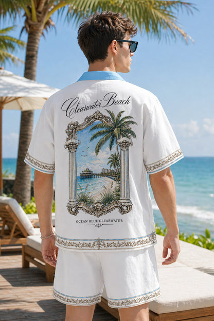 Ocean Blue Clearwater Hawaiian Shirt & Shorts Set