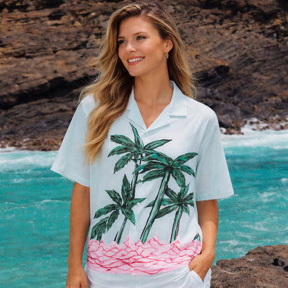 Ocean Wave Palm Tree Hawaiian Shirt