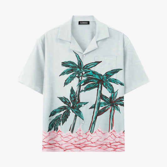 Ocean Wave Palm Tree Hawaiian Shirt