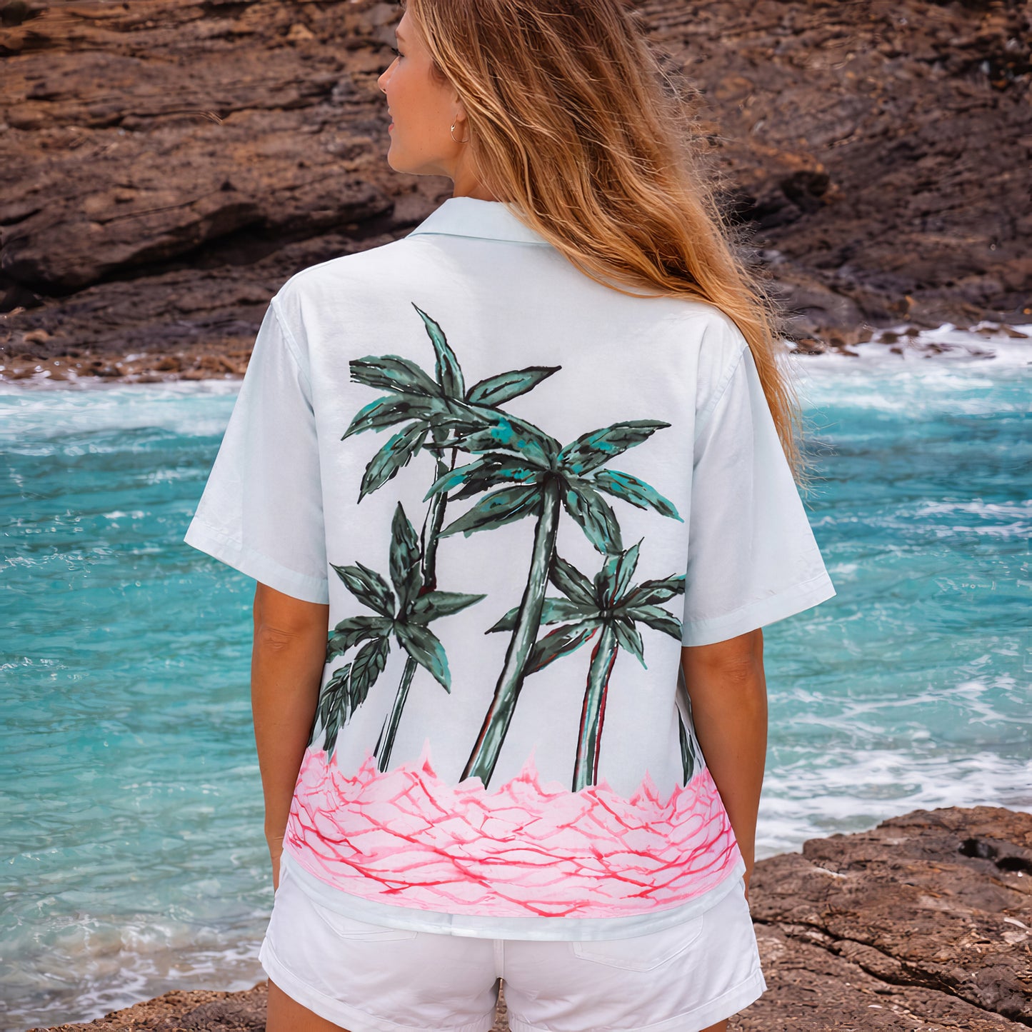 Ocean Wave Palm Tree Hawaiian Shirt