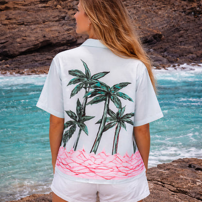 Ocean Wave Palm Tree Hawaiian Shirt