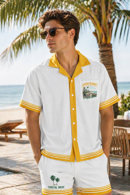 Outer Banks Coastal Drive Hawaiian Shirt & Shorts Set