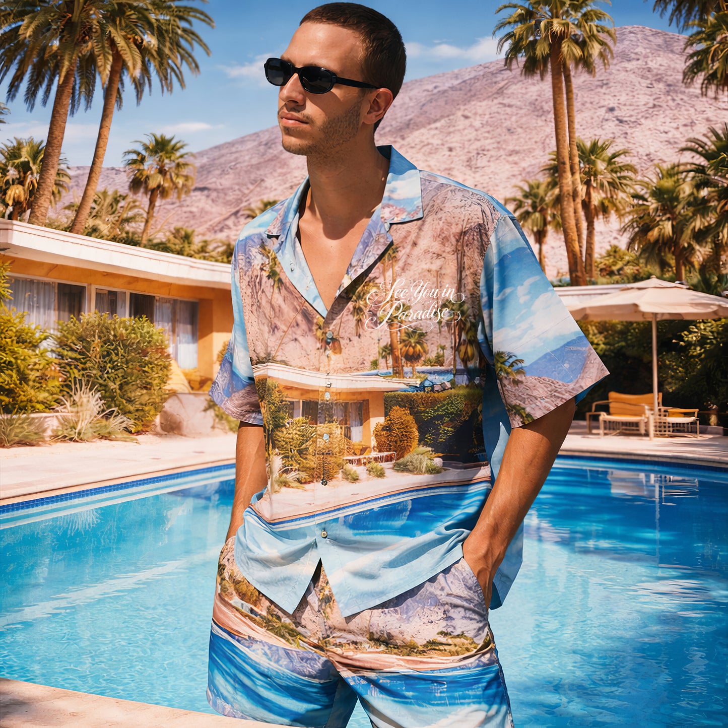 Paradise Resort Hawaiian Shirt & Shorts Set