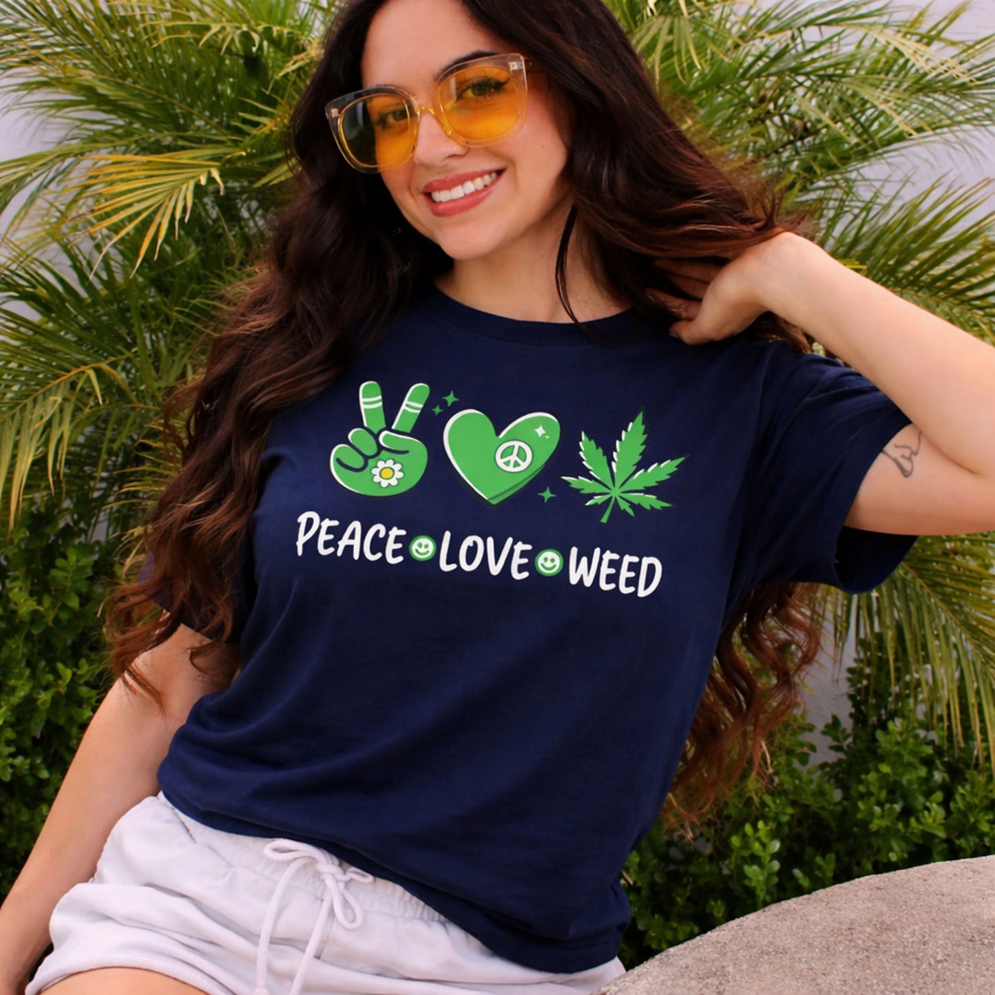 Peace Love Weed Graphic T-Shirt