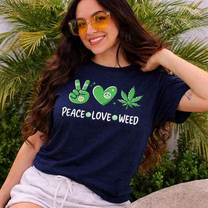 Peace Love Weed Graphic T-Shirt