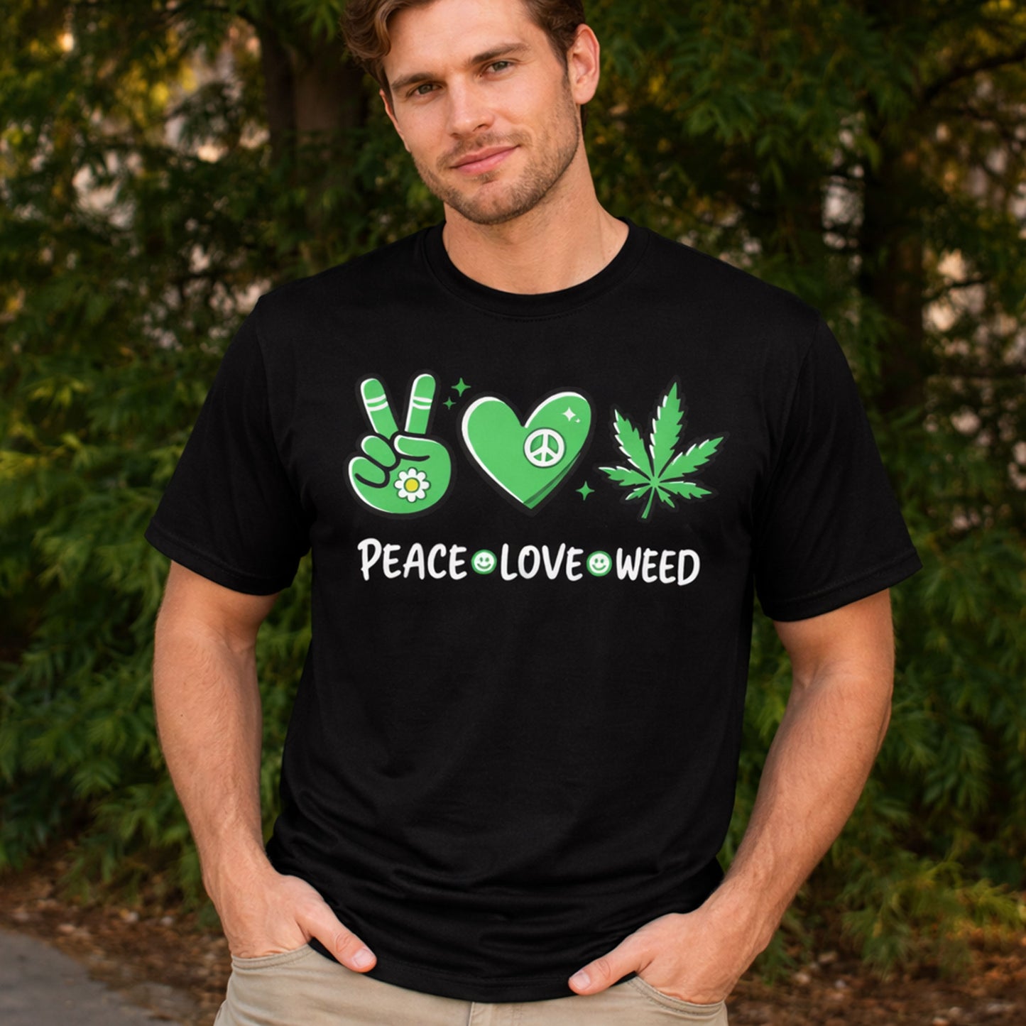 Peace Love Weed Graphic T-Shirt