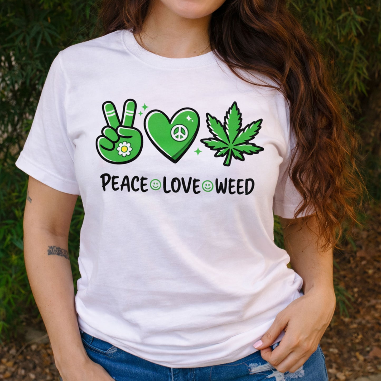 Peace Love Weed Graphic T-Shirt