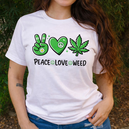 Peace Love Weed Graphic T-Shirt