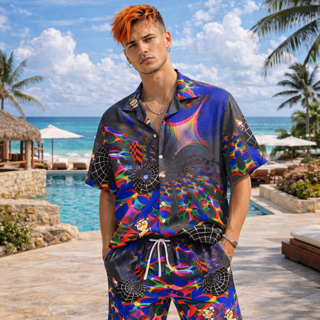 Psychedelic Rave Summer Shirt & Shorts Set