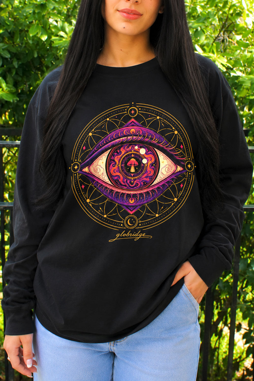 Psychedelic Third Eye Mushroom Long Sleeve Shirt