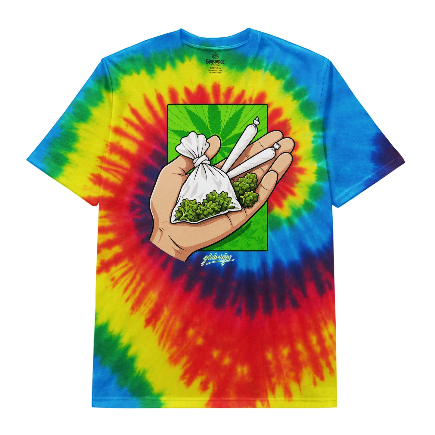 Rainbow Tie Dye Hand of Green Tee