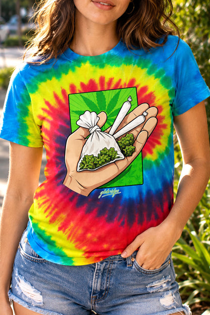 Rainbow Tie Dye Hand of Green Tee