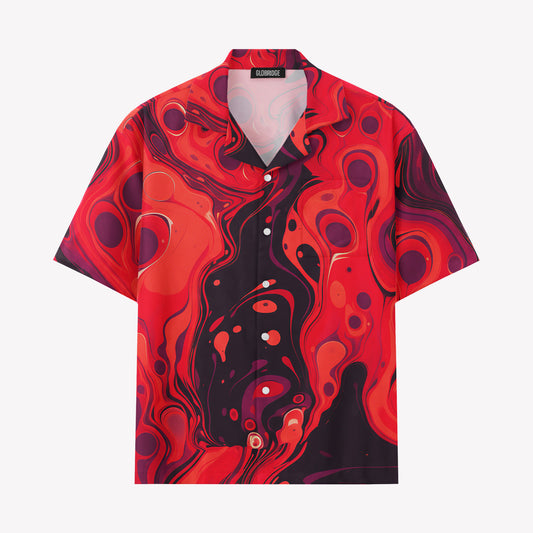 Red Abstract Marble Shirts & Shorts Set