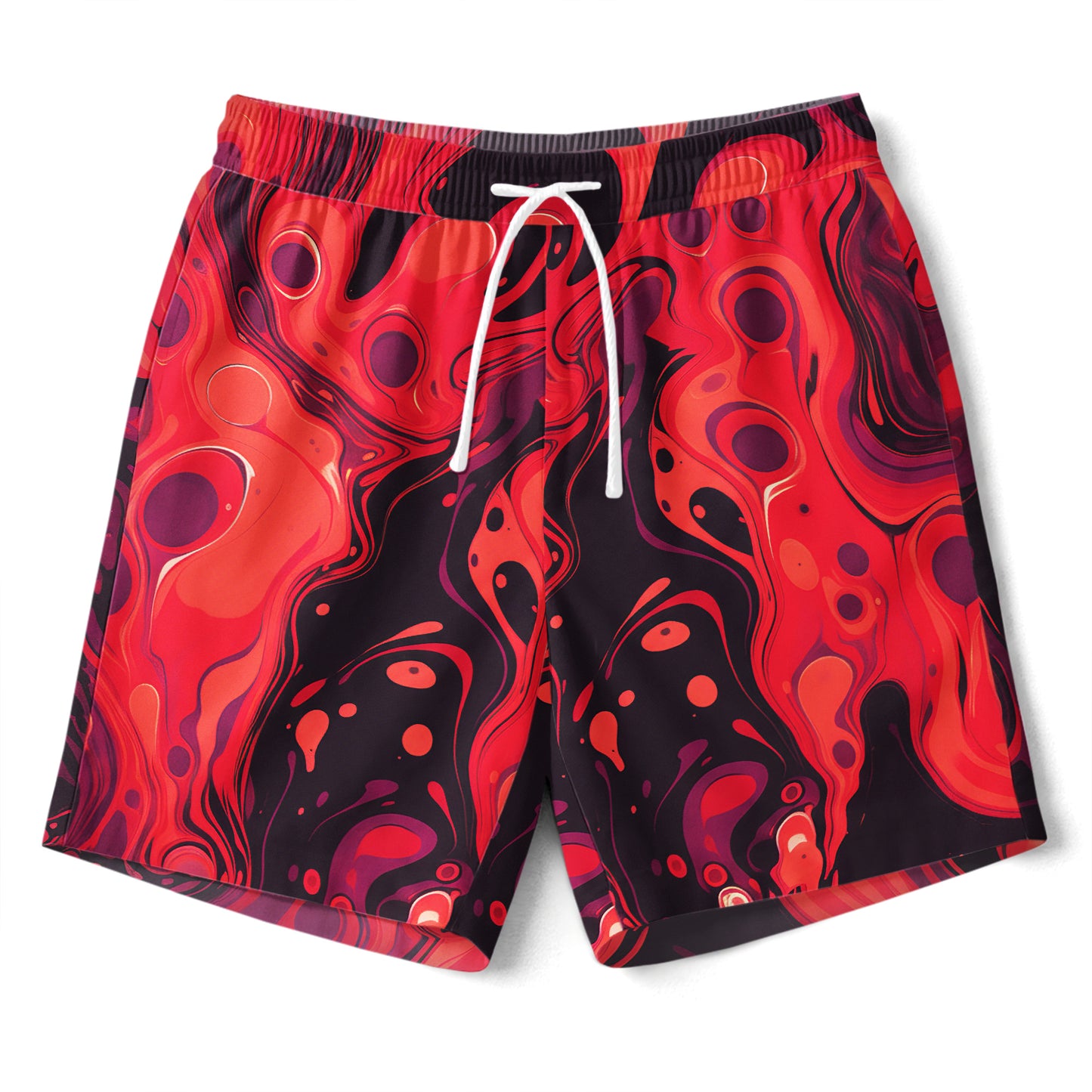 Red Abstract Marble Shirts & Shorts Set