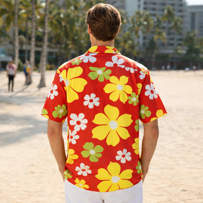 Red Tropical Hibiscus Hawaiian Shirt