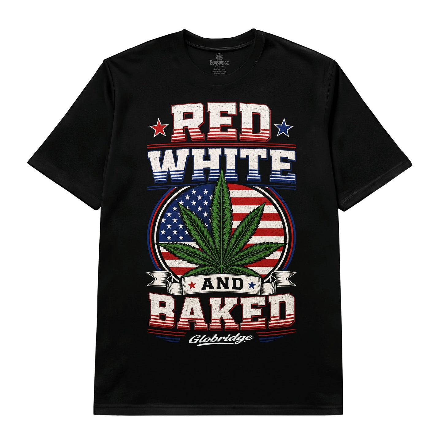 Red White And Baked Patriotic Black Tee