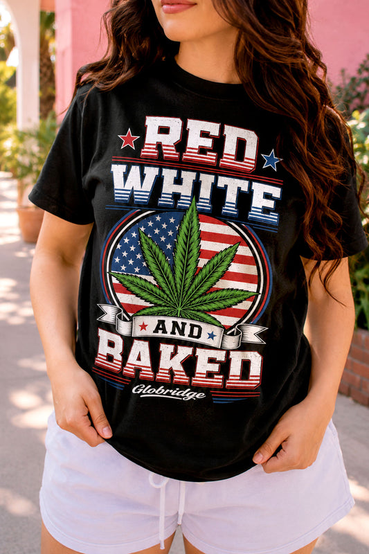 Red White And Baked Patriotic Black Tee