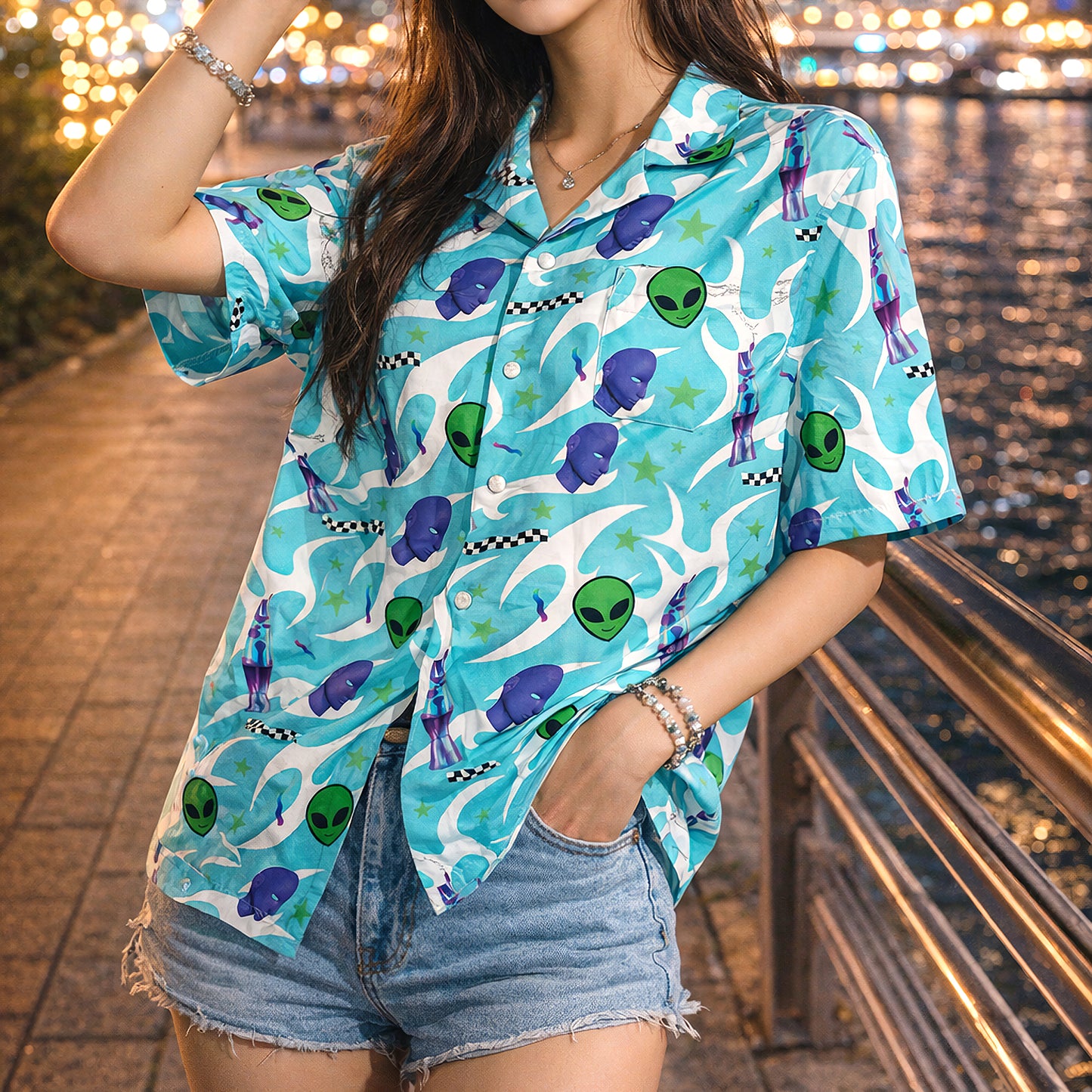 Retro Alien Vaporwave Hawaiian Shirt