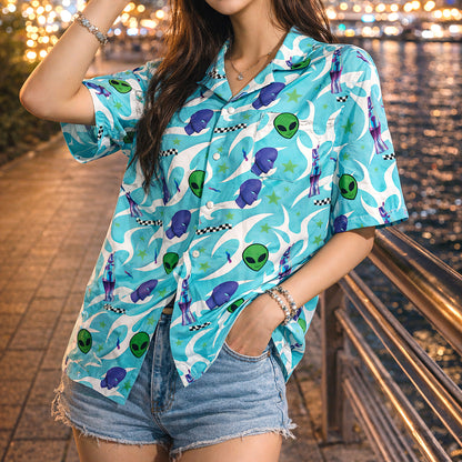Retro Alien Vaporwave Hawaiian Shirt