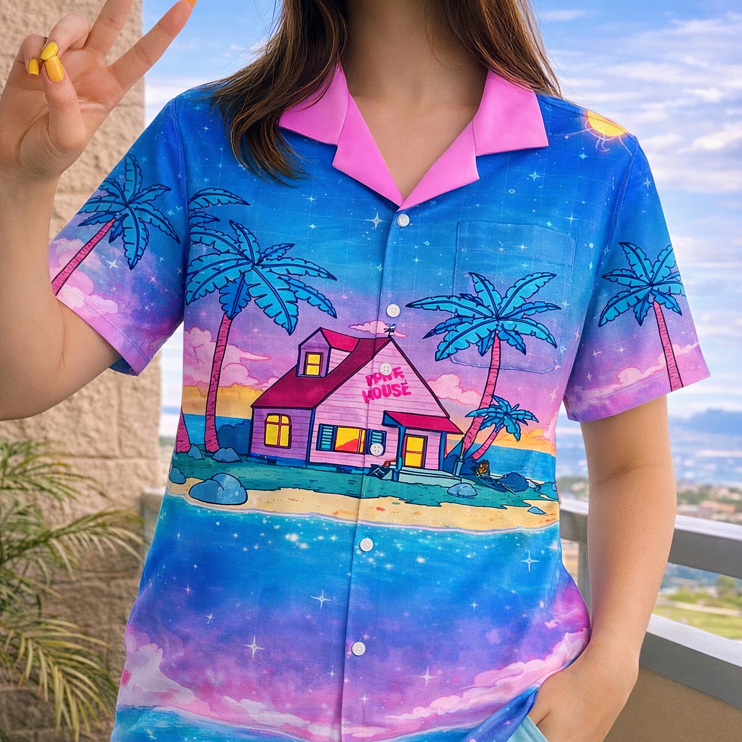 Retro Anime Island Sunset Hawaiian Shirt