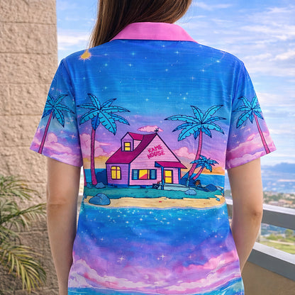 Retro Anime Island Sunset Hawaiian Shirt