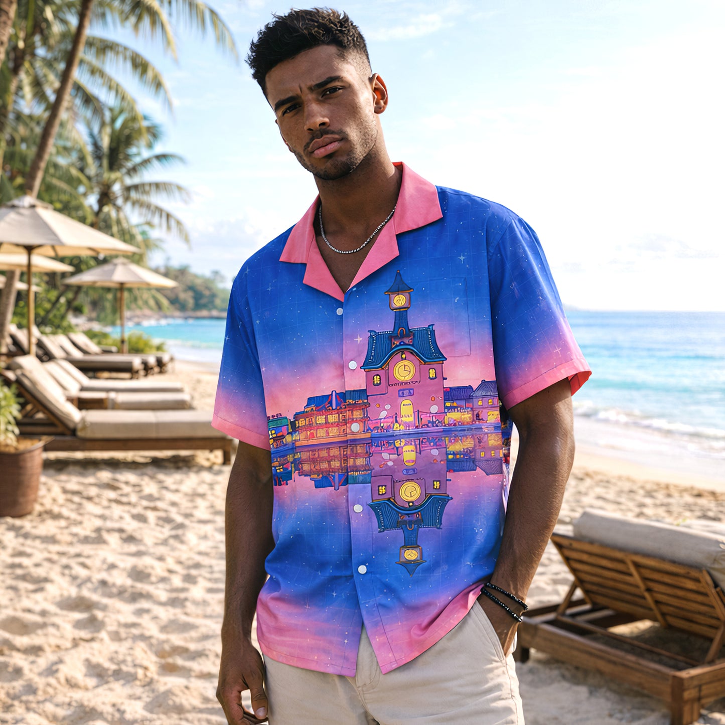 Retro Anime Twilight Town Hawaiian Shirt