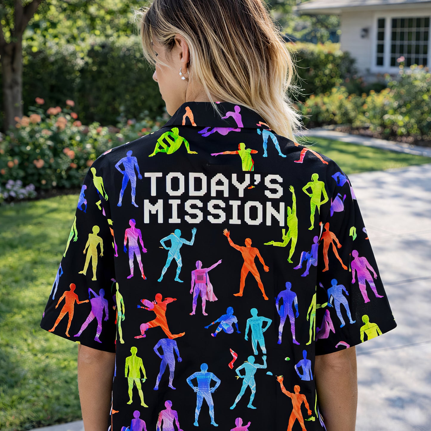 Retro Game Neon Silhouette Hawaiian Shirt