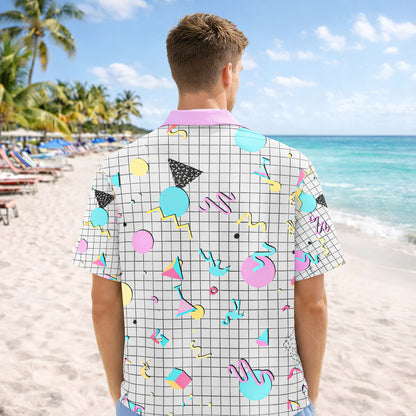 Retro Memphis Grid Hawaiian Shirt