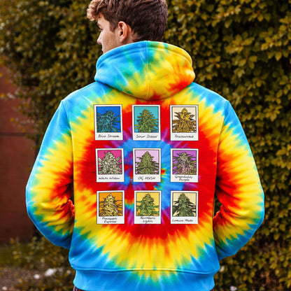 Retro Plant Icons Tie-Dye Hoodie