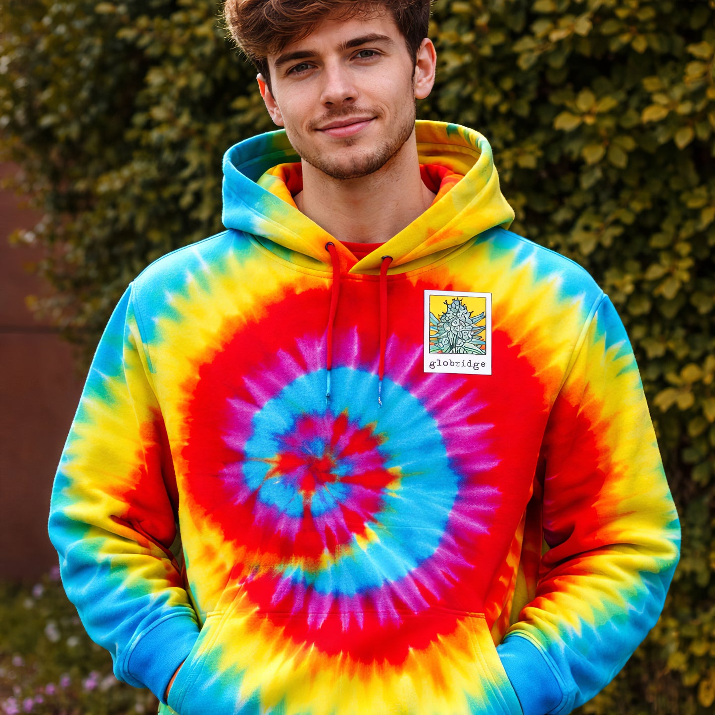 Retro Plant Icons Tie-Dye Hoodie
