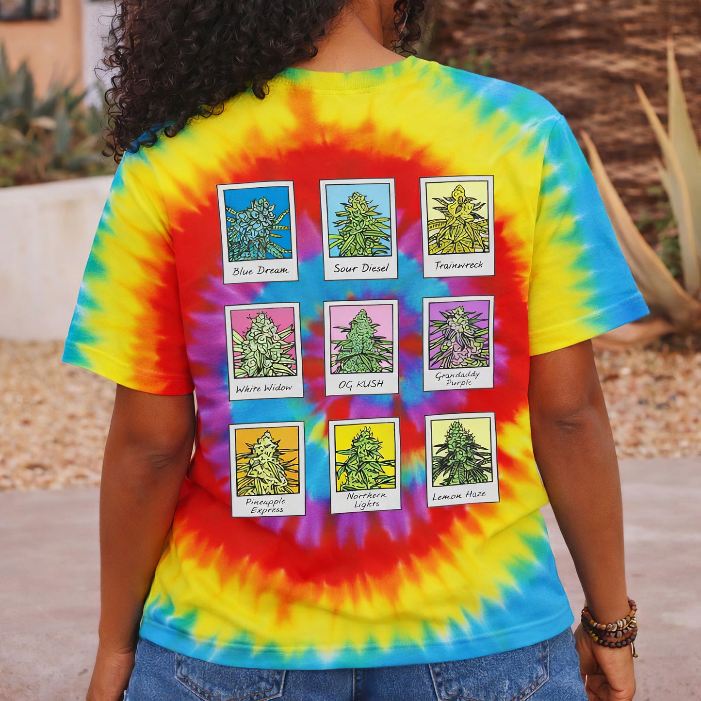 Retro Plant Icons Tie-Dye T-Shirt