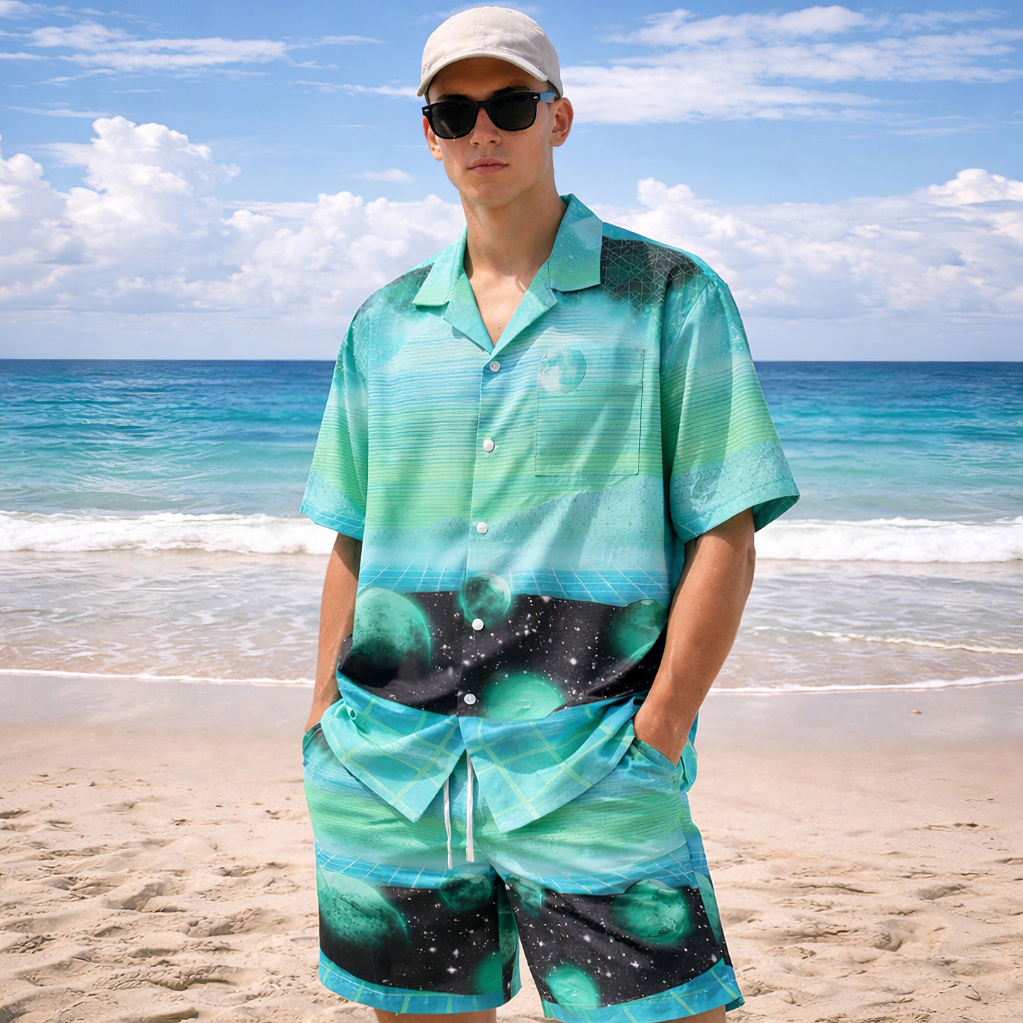 Retro Space Summer Shirts & Shorts Set