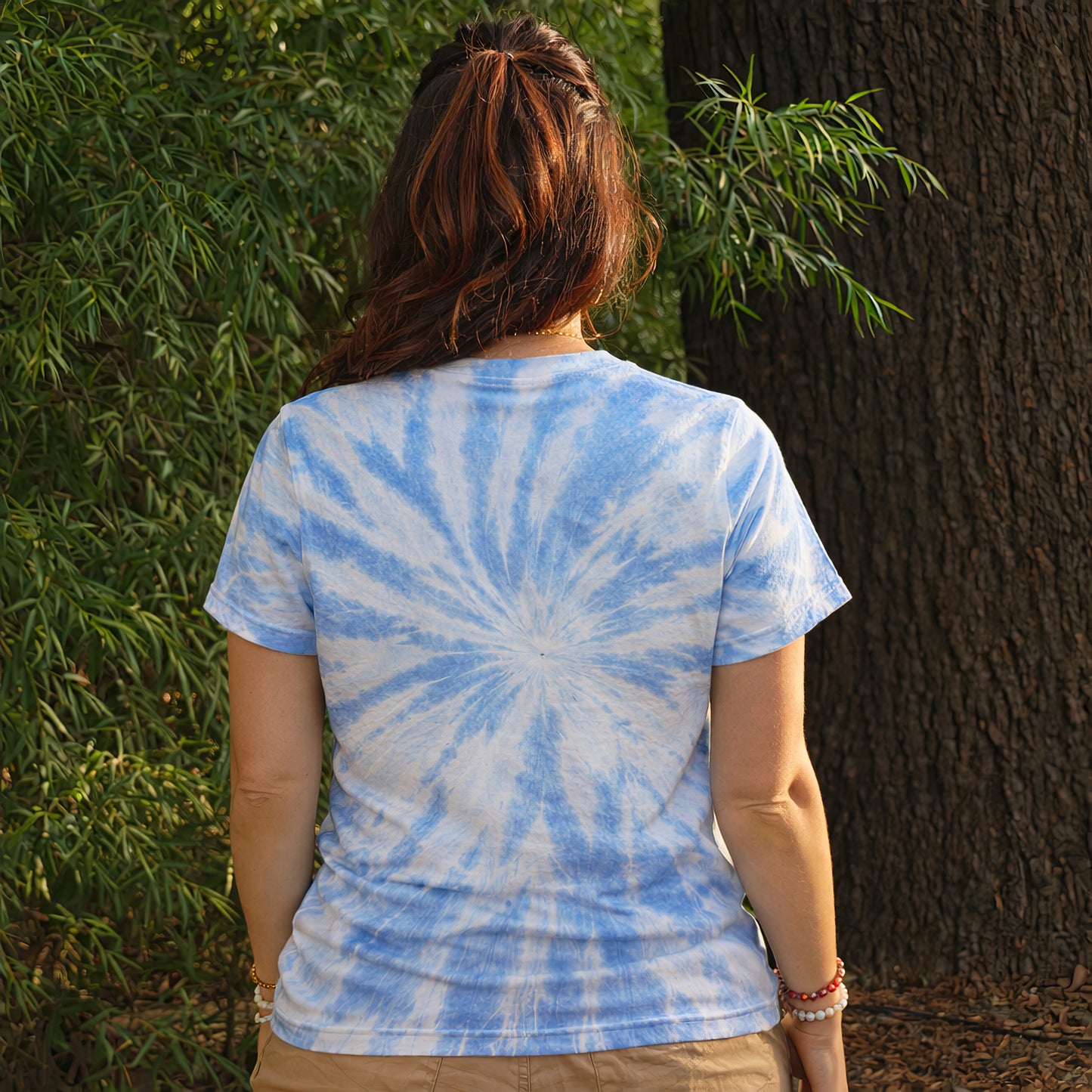 Retro Sunset Sports Car Blue Tie Dye T-Shirt