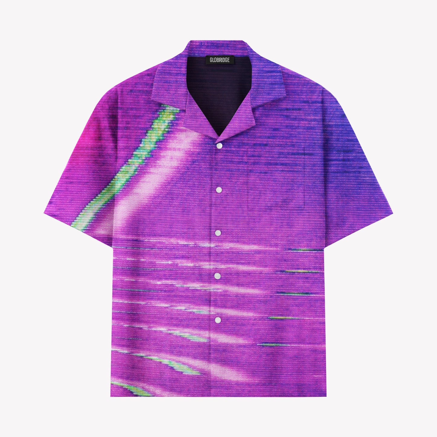 Retro VHS Glitch Neon Hawaiian Shirt
