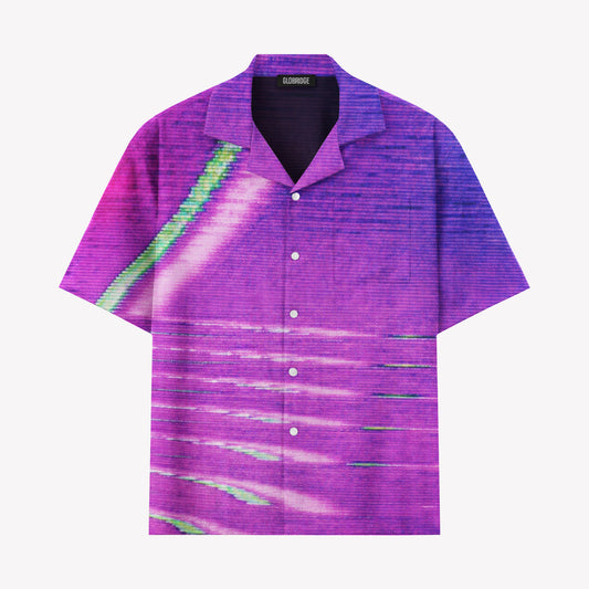 Retro VHS Glitch Neon Hawaiian Shirt