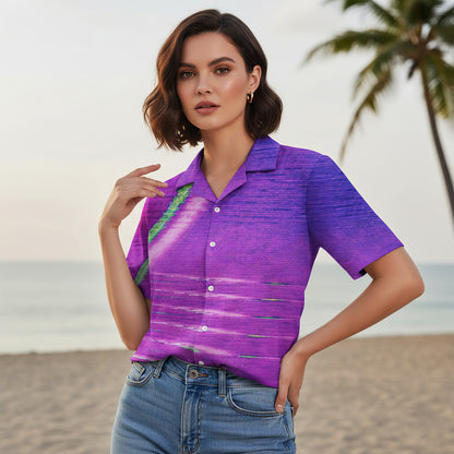 Retro VHS Glitch Neon Hawaiian Shirt