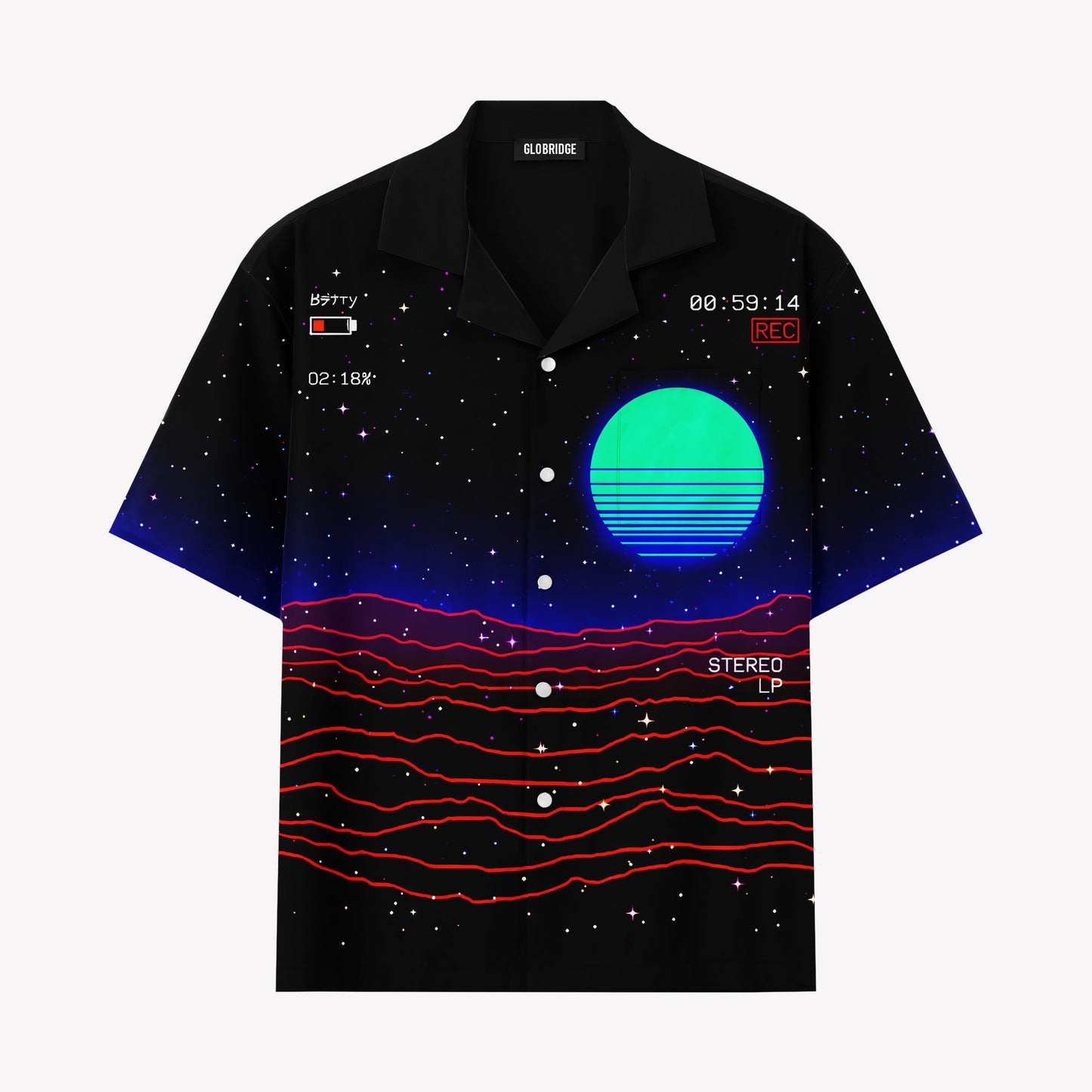 Retro Vaporwave Neon Sun Hawaiian Shirt