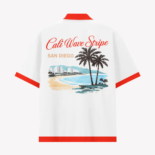 San Diego Cali Wave Stripe Hawaiian Shirt & Shorts Set