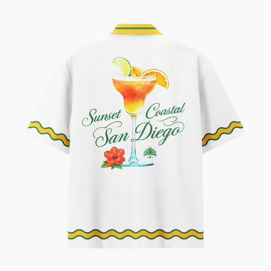 San Diego Sunset Cliffs Coastal Hawaiian Shirt & Shorts Set