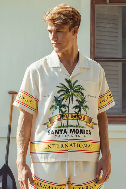 Santa Monica California Hawaiian Shirt & Shorts Set