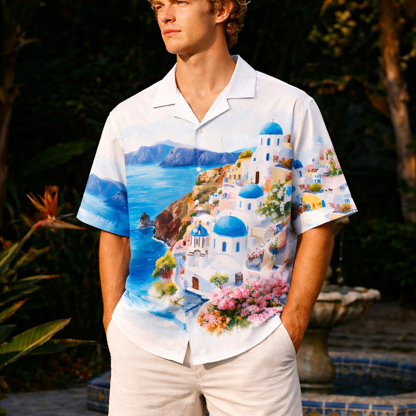 Santorini Dreamscape Hawaiian Shirt