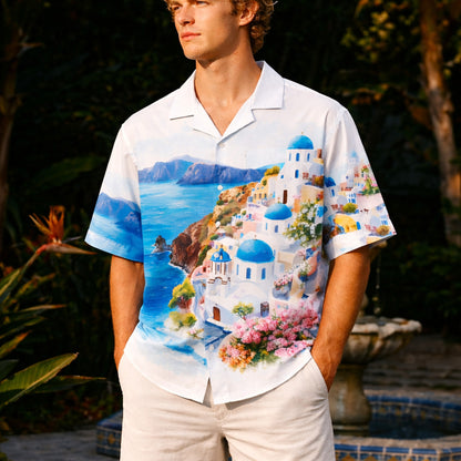 Santorini Dreamscape Hawaiian Shirt