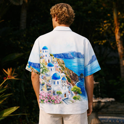 Santorini Dreamscape Hawaiian Shirt