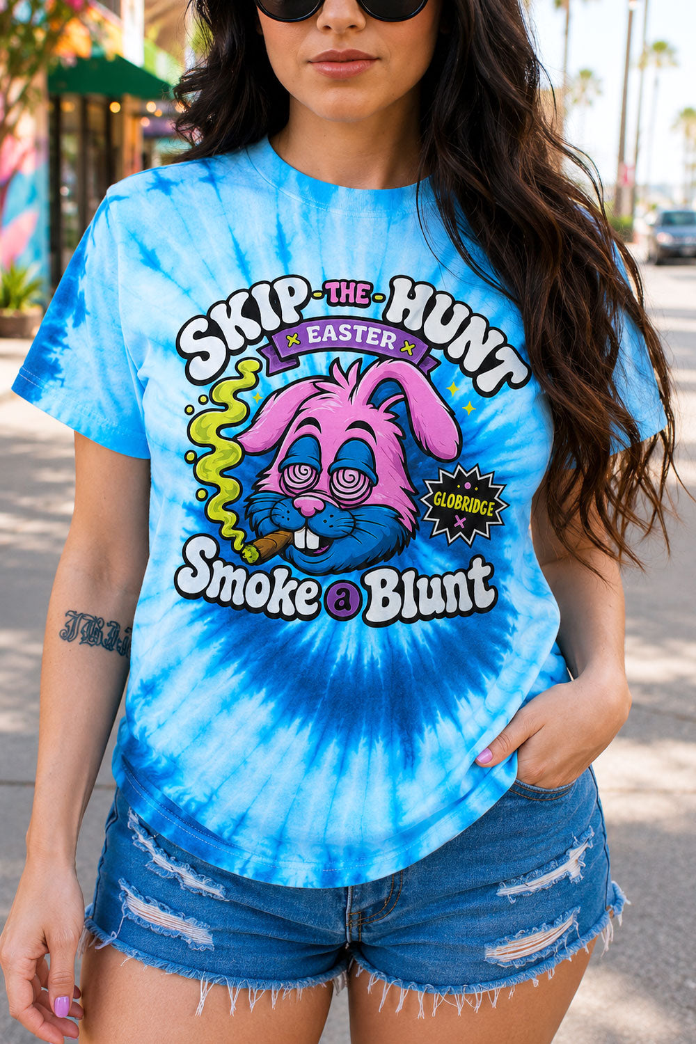 Skip The Hunt Easter Smoke A Blunt Tie Dye Tee