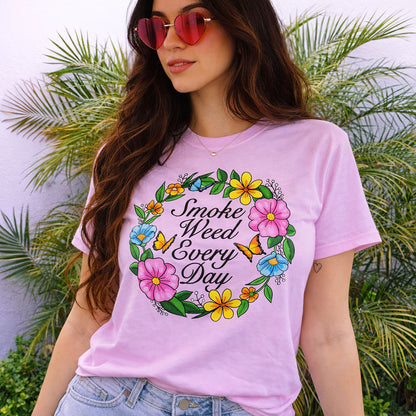 Smoke Weed Every Day Floral Graphic Tee