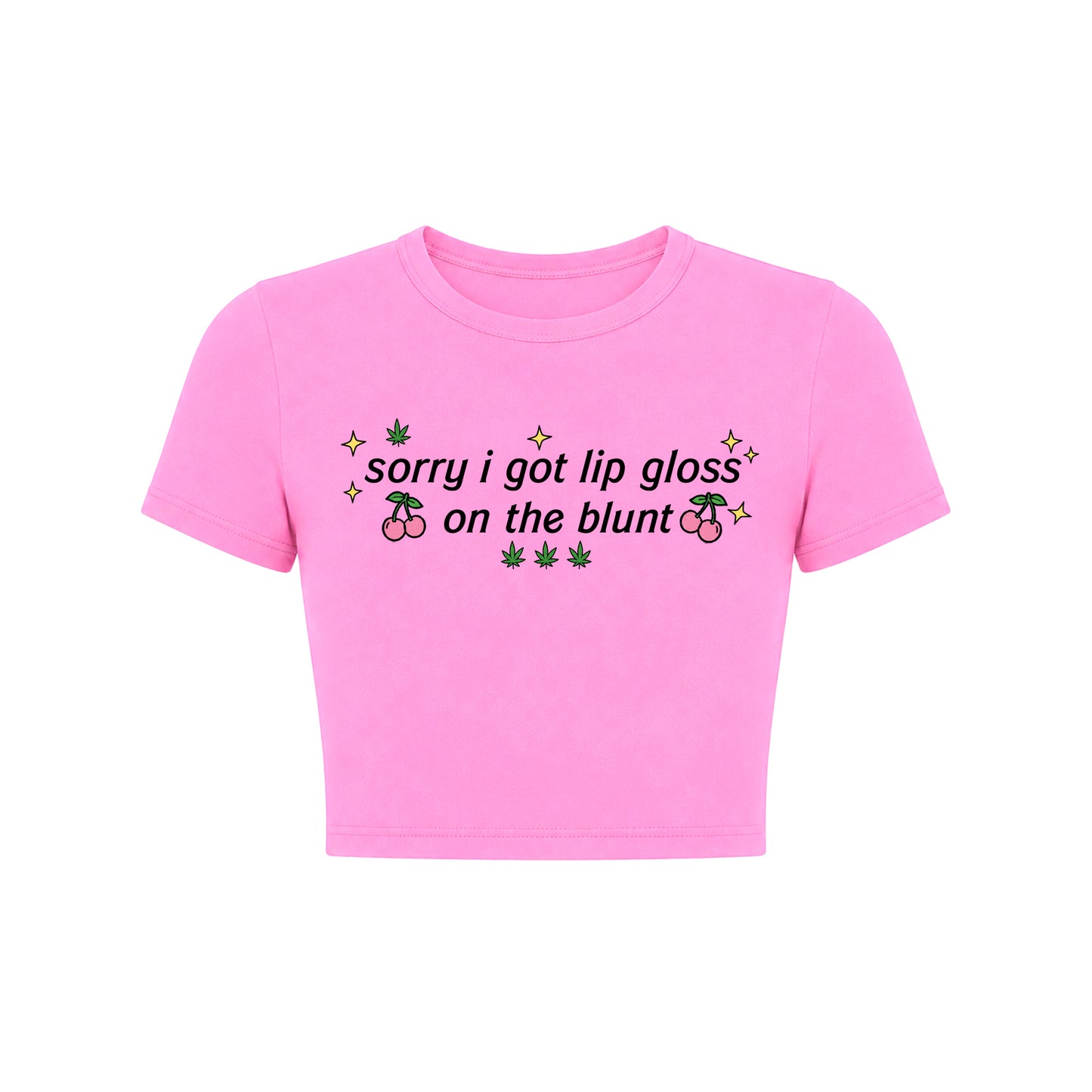 Sorry I Got Lip Gloss On The Blunt Pink Crop Top